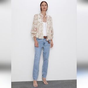 Zara Floral Cream Blouse